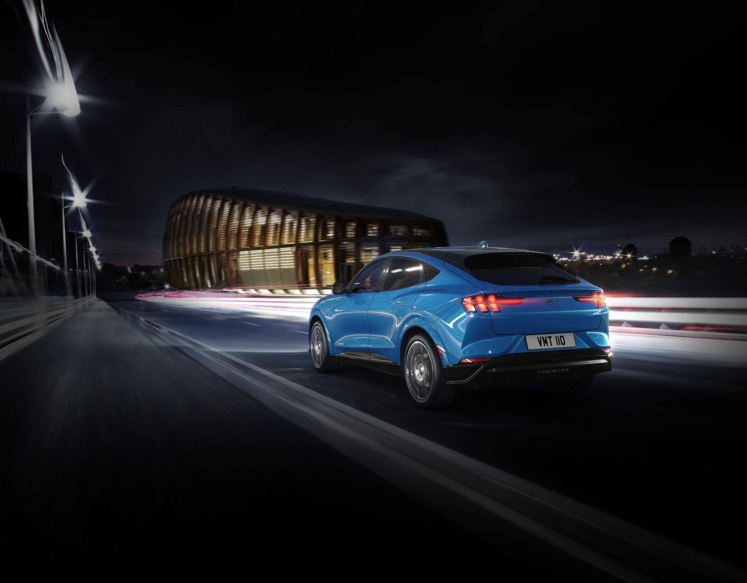 ford-mustang-mach-e-blue-rear-night